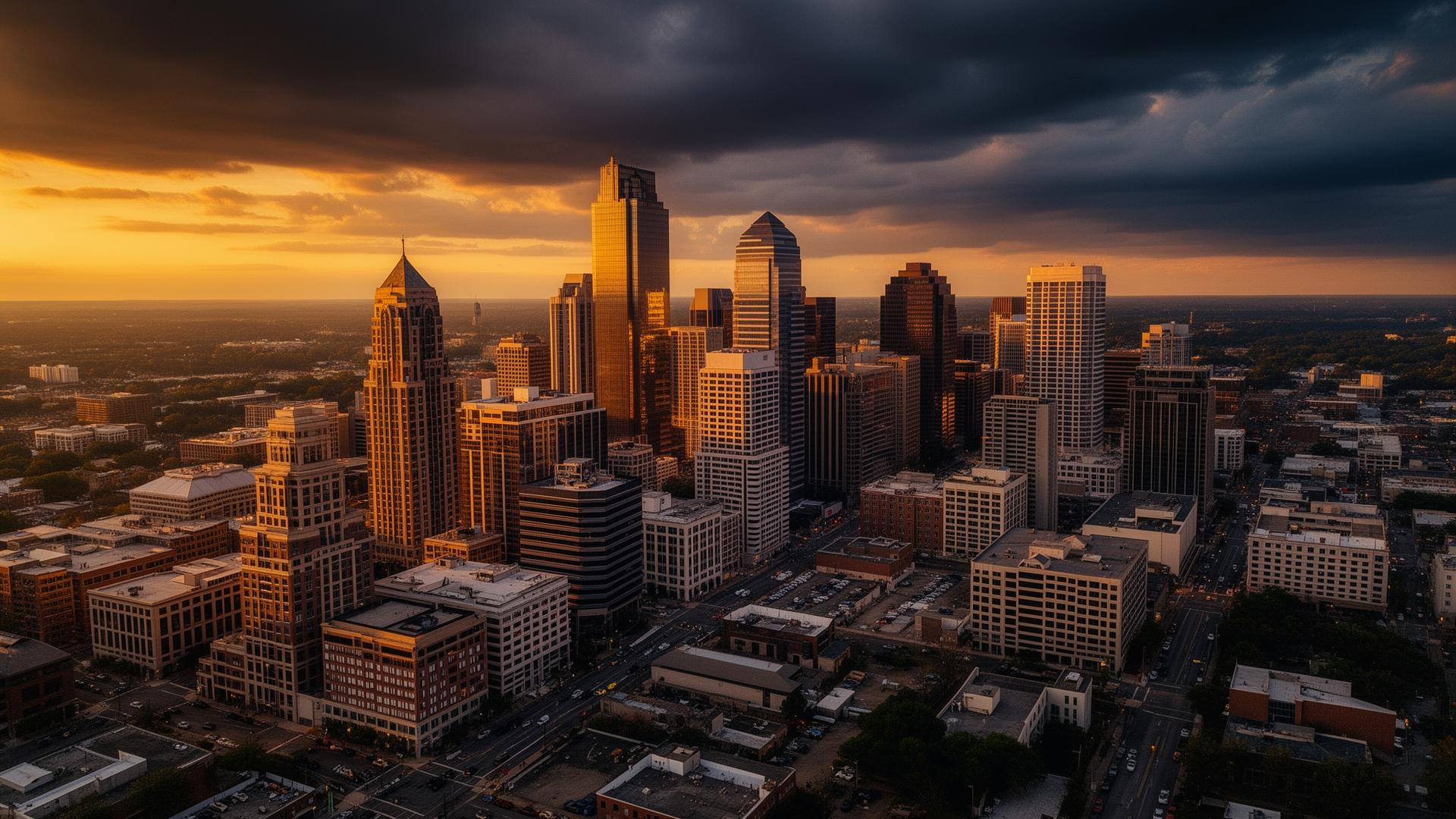 Houston, Texas skyline at golden hour